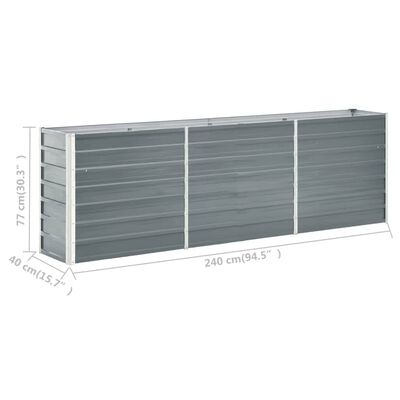 vidaXL Hochbeet Verzinkter Stahl 240x40x77 cm Grau