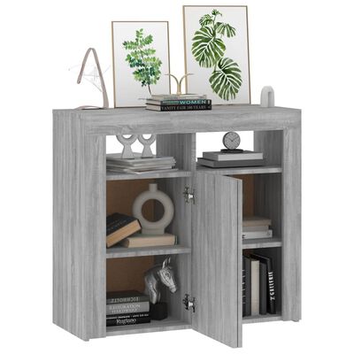 vidaXL Sideboard mit LED-Beleuchtung Grau Sonoma 80x35x75 cm