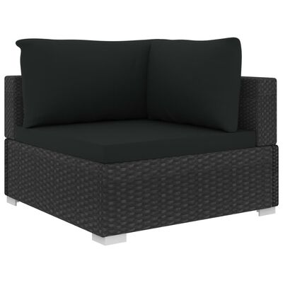 vidaXL 9-tlg. Garten-Lounge-Set mit Auflagen Poly Rattan Schwarz