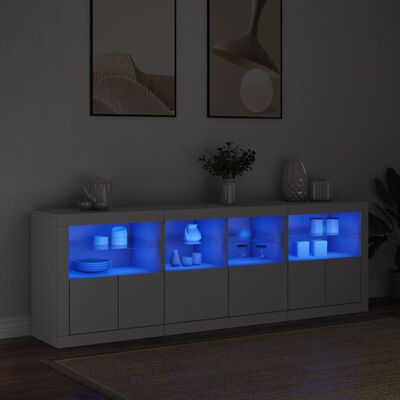 vidaXL Sideboard mit LED-Leuchten Weiß 202x37x67 cm