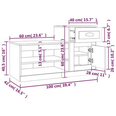 vidaXL Schuhschrank Weiß 100x42x60 cm Holzwerkstoff