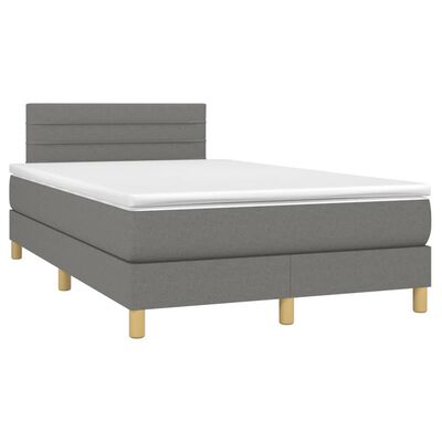 vidaXL Boxspringbett mit Matratze Dunkelgrau 120x200 cm Stoff