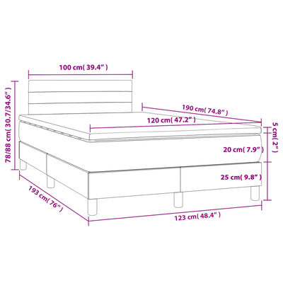 vidaXL Boxspringbett mit Matratze Schwarz 120x190 cm Stoff