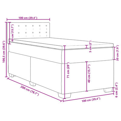 vidaXL Boxspringbett mit Matratze Dunkelgrün 100x200 cm Samt