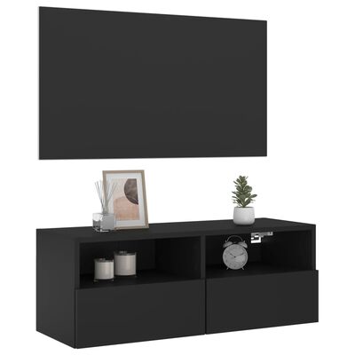 vidaXL TV-Wandschrank Schwarz 80x30x30 cm Holzwerkstoff