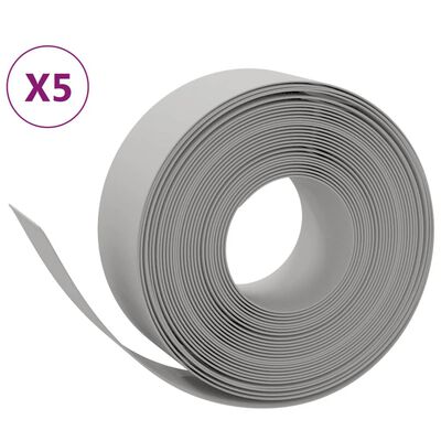 vidaXL Rasenkanten 5 Stk. Grau 10 m 20 cm Polyethylen