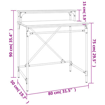 vidaXL Schreibtisch Braun Eichen-Optik 80x50x90 cm Holzwerkstoff Eisen