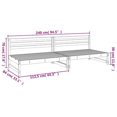 vidaXL Garten-Mittelsofas 2 Stk. Grau 120x80 cm Massivholz Kiefer