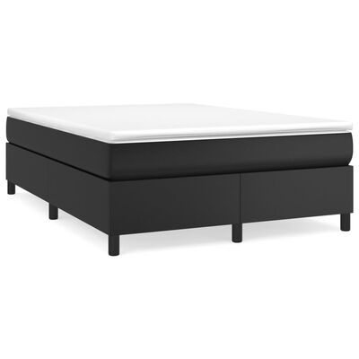 vidaXL Boxspringbett mit Matratze Schwarz 140x190 cm Kunstleder