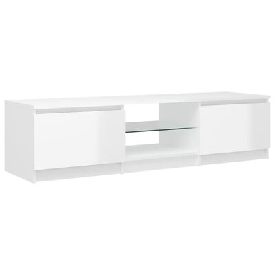 vidaXL TV-Schrank mit LED-Leuchten Hochglanz-Weiß 140x40x35,5 cm