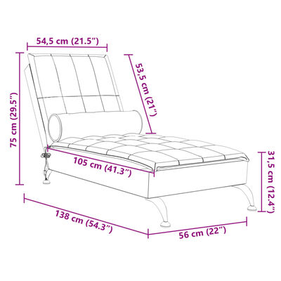 vidaXL Massage-Chaiselongue mit Nackenrolle Dunkelgrau Stoff