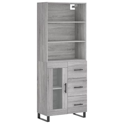 vidaXL Highboard Grau Sonoma 69,5x34x180 cm Holzwerkstoff