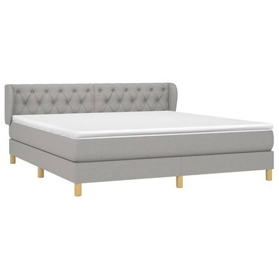 vidaXL Boxspringbett mit Matratze Hellgrau 160x200 cm Stoff