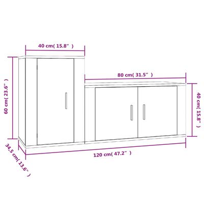 vidaXL 2-tlg. TV-Schrank-Set Weiß Holzwerkstoff