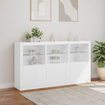 vidaXL Sideboard mit LED-Leuchten Weiß 181,5x37x100 cm