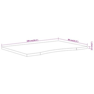 vidaXL Schreibtischplatte 100x80x2,5 cm Rechteckig Massivholz Akazie