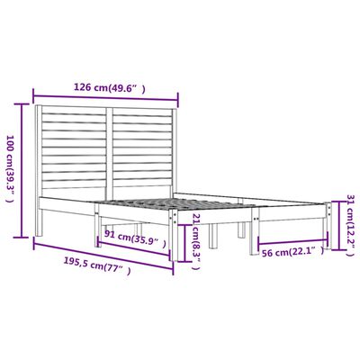 vidaXL Massivholzbett Weiß 120x190 cm