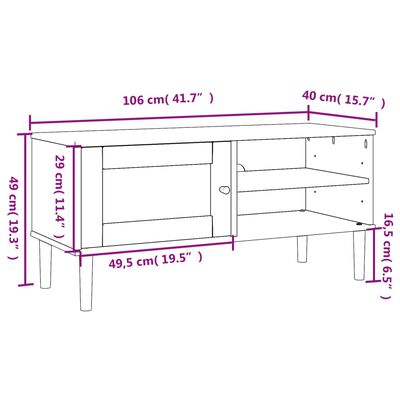 vidaXL TV-Schrank SENJA Rattan-Optik Weiß 106x40x49 cm Kiefernholz