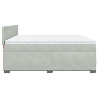 vidaXL Boxspringbett mit Matratze Hellgrau 200x200 cm Samt