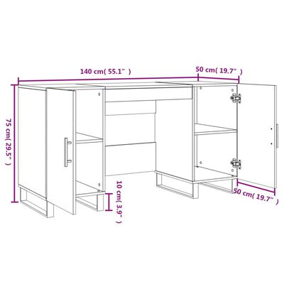 vidaXL Schreibtisch Hochglanz-Weiß 140x50x75 cm Holzwerkstoff