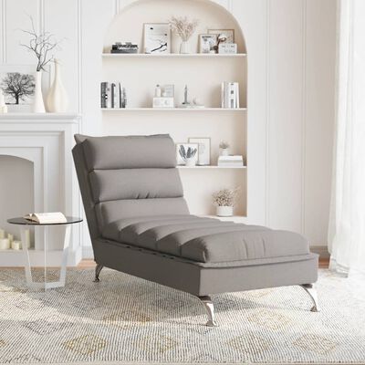 vidaXL Massage-Chaiselongue mit Kissen Taupe Stoff