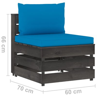 vidaXL 9-tlg. Garten-Lounge-Set mit Kissen Grau Imprägniertes Holz