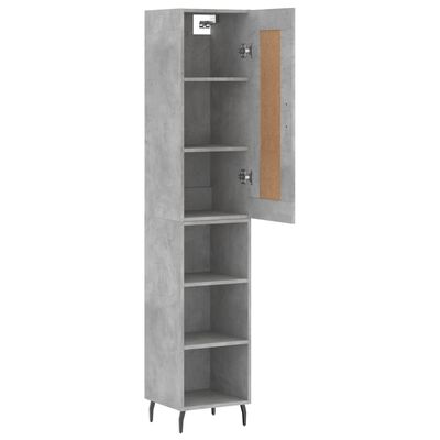 vidaXL Highboard Betongrau 34,5x34x180 cm Holzwerkstoff