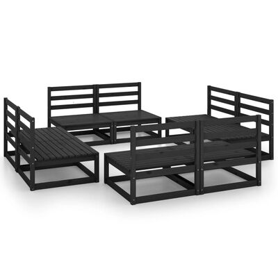 vidaXL 8-tlg. Garten-Lounge-Set Schwarz Massivholz Kiefer