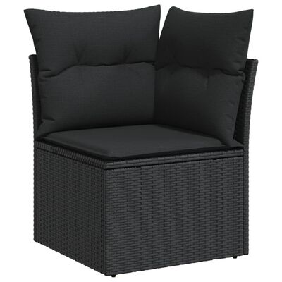 vidaXL 12-tlg. Garten-Sofagarnitur mit Kissen Schwarz Poly Rattan