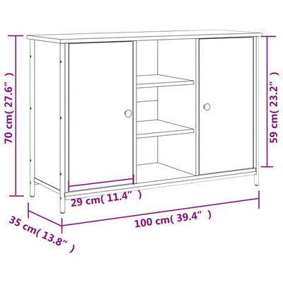 vidaXL Sideboard Sonoma-Eiche 100x35x70 cm Holzwerkstoff