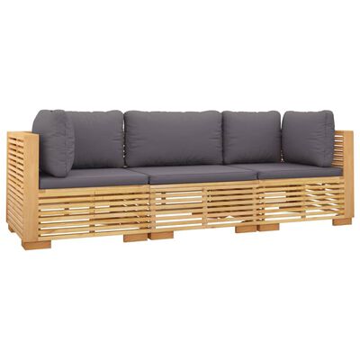 vidaXL 3-tlg. Garten-Lounge-Set mit Kissen Massivholz Teak