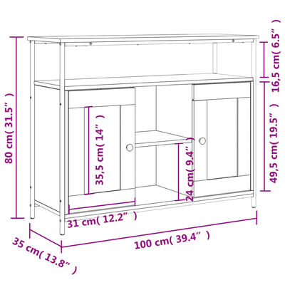 vidaXL Sideboard Räuchereiche 100x35x80 cm Holzwerkstoff