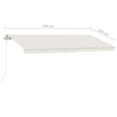 vidaXL Markise Manuell Einziehbar mit LED 450x300 cm Creme