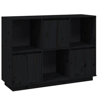 vidaXL Sideboard Schwarz 110,5x35x80 cm Massivholz Kiefer