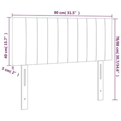 vidaXL LED Kopfteil Schwarz 80x5x78/88 cm Samt