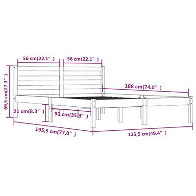 vidaXL Massivholzbett Kiefer 120x190 cm Honigbraun