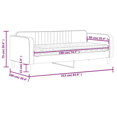 vidaXL Tagesbett mit Matratze Schwarz 90x190 cm Samt