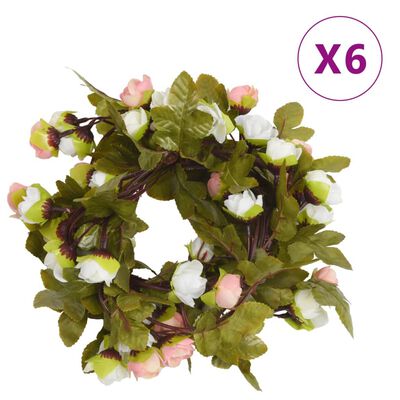 vidaXL Weihnachtskränze Blumen 6 Stk. Champagnerfarben 215 cm