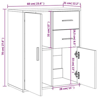 vidaXL Sideboard Weiß 60x31x70 cm Holzwerkstoff