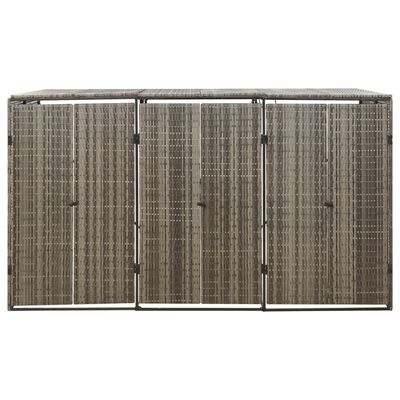 vidaXL Mülltonnenbox für 3 Tonnen Grau 207x80x117 cm Poly Rattan