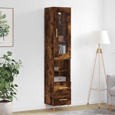 vidaXL Highboard Räuchereiche 34,5x34x180 cm Holzwerkstoff