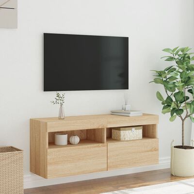vidaXL TV-Wandschrank mit LED-Leuchten Sonoma-Eiche 100x30x40 cm