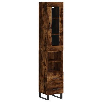 vidaXL Highboard Räuchereiche 34,5x34x180 cm Holzwerkstoff