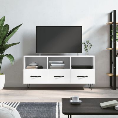 vidaXL TV-Schrank Hochglanz-Weiß 102x36x50 cm Holzwerkstoff