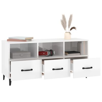 vidaXL TV-Schrank Hochglanz-Weiß 102x35x50 cm Holzwerkstoff