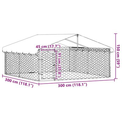 vidaXL Outdoor-Hundezwinger mit Dach 300x300x150 cm