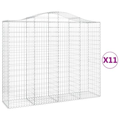 vidaXL Gabionen mit Hochbogen 11Stk. 200x50x160/180cm Verzinktes Eisen