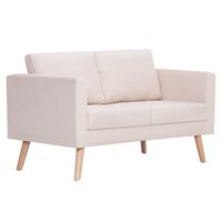 vidaXL 2-Sitzer-Sofa Stoff Cremeweiß