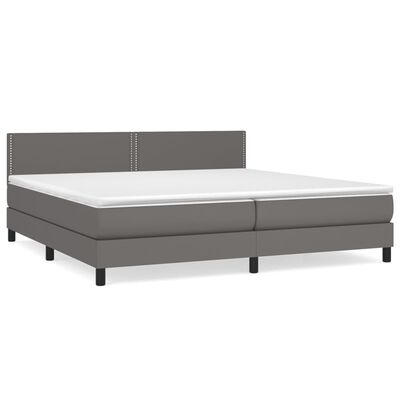 vidaXL Boxspringbett mit Matratze Grau 200x200 cm Kunstleder