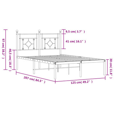 vidaXL Bettgestell mit Kopfteil Metall Schwarz 120x200 cm